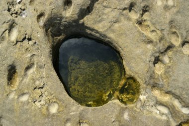 taş kıyının sular altında krater