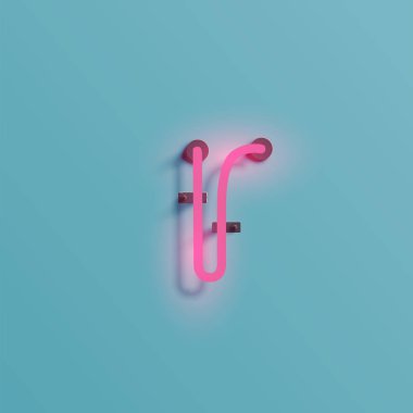 Gerçekçi neon karakter yazı kümesi, vektör