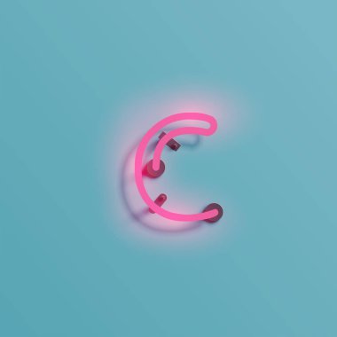 Gerçekçi neon karakter yazı kümesi, vektör