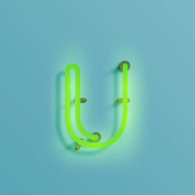 Gerçekçi neon karakter yazı kümesi, vektör