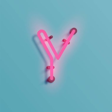 Gerçekçi neon karakter yazı kümesi, vektör