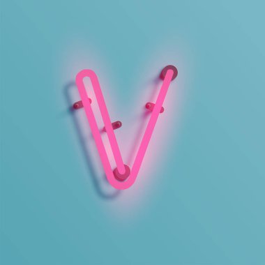 Gerçekçi neon karakter yazı kümesi, vektör