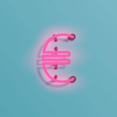 Gerçekçi neon karakter yazı kümesi, vektör