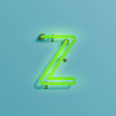 Gerçekçi neon karakter yazı kümesi, vektör