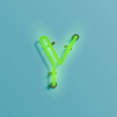 Gerçekçi neon karakter yazı kümesi, vektör