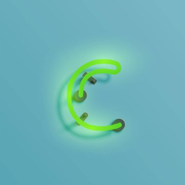 Gerçekçi neon karakter yazı kümesi, vektör