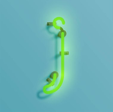 Gerçekçi neon karakter yazı kümesi, vektör