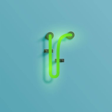 Gerçekçi neon karakter yazı kümesi, vektör