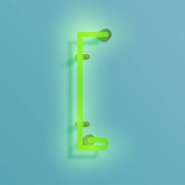 Gerçekçi neon karakter yazı kümesi, vektör