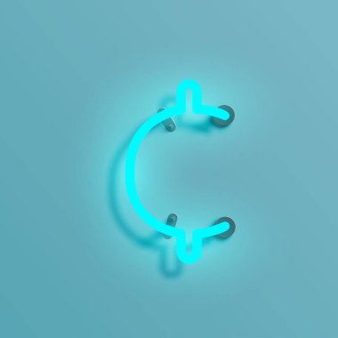 Gerçekçi neon karakter yazı kümesi, vektör