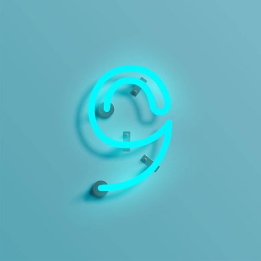 Gerçekçi neon karakter yazı kümesi, vektör