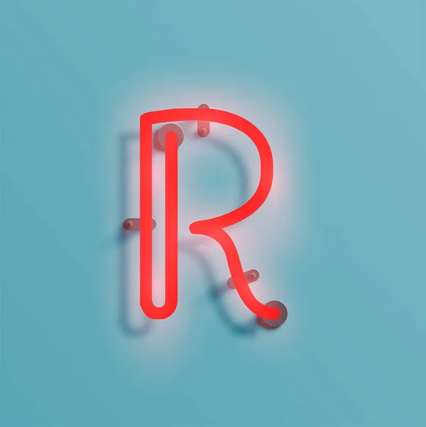 Karakter neon realistis dari sebuah typeset, vektor - Stok Vektor
