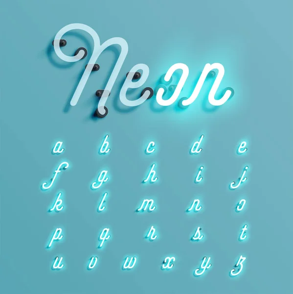 Realistiska neon karaktär sättningen, vektorgrafik — Stock vektor