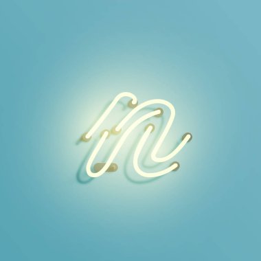 Gerçekçi neon karakter yazı kümesi, vektör