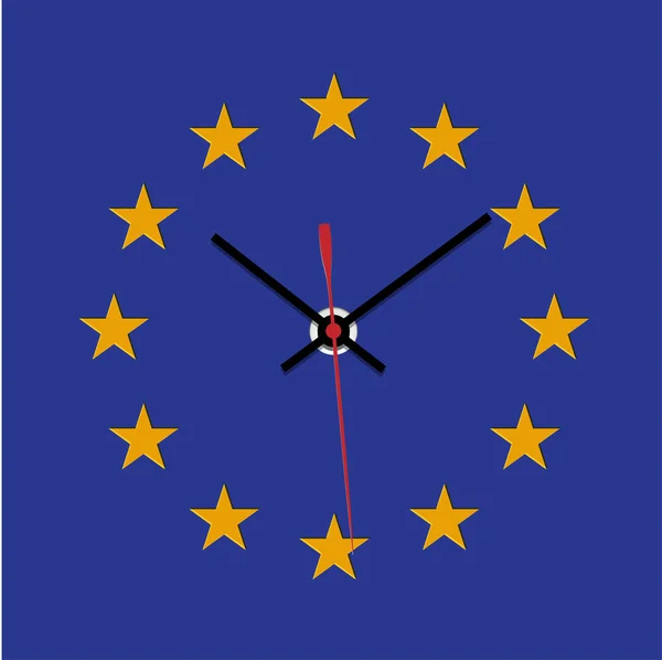 Brexit clock, missong star from the EU flag, vector — Stock Vector