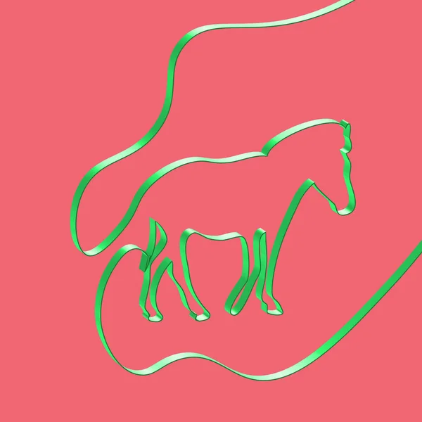 Realistic ribbon shapes an animal, vector illustration — Stock Vector