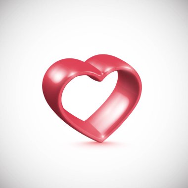 Kırmızı 3d kalpli çerçeve, vektör çizim