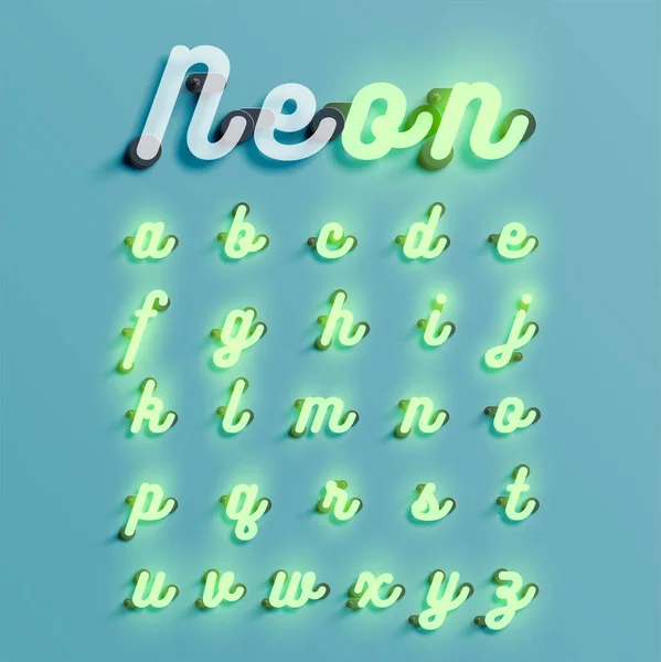 Realistische Neon character set, vector illustratie — Stockvector