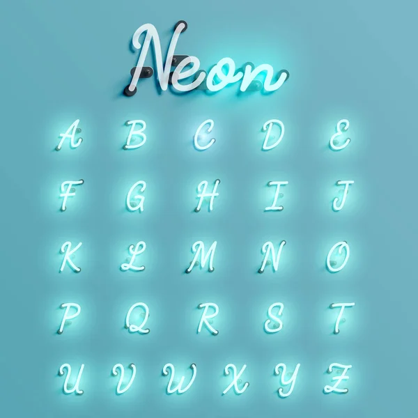 Gerçekçi Neon karakter seti, vektör illüstrasyon — Stok Vektör