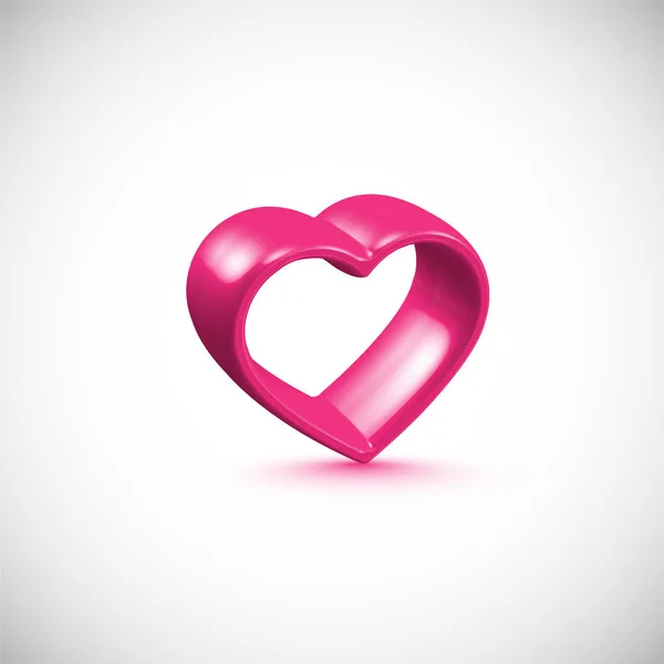 Cornice cardiaca 3D rosa, illustrazione vettoriale — Vettoriale Stock