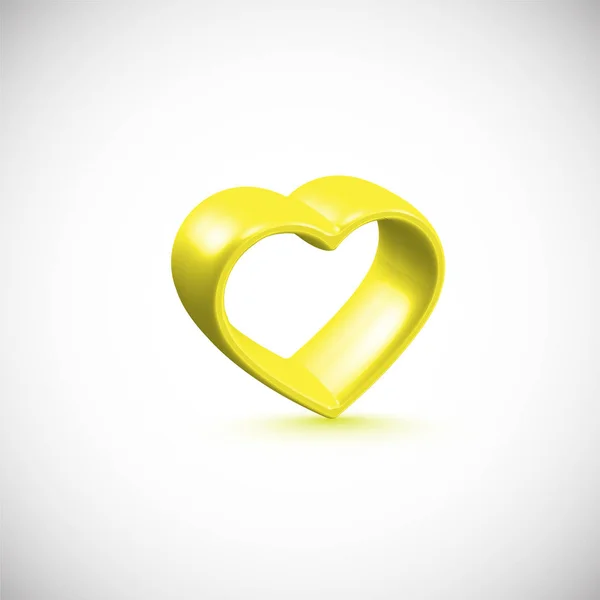 Yellow 3D heart frame, vector illustration — Stock Vector