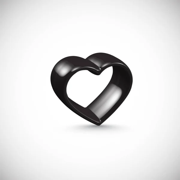 Zwart 3d hart frame, vector illustratie — Stockvector