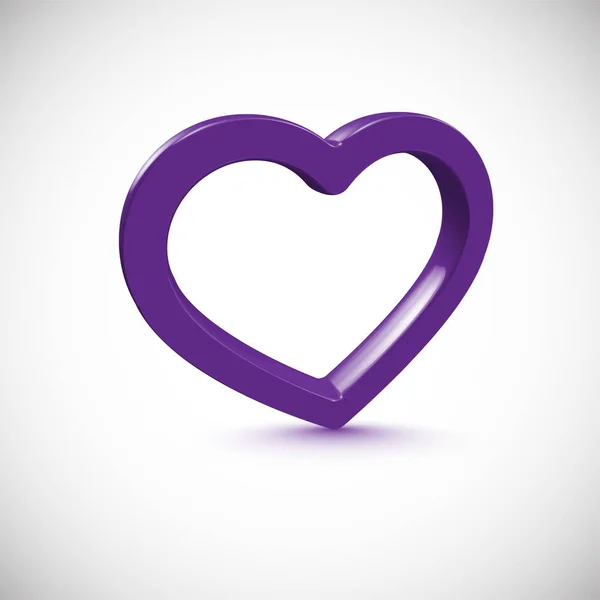 Purple 3D heart frame, vector illustration — Stock Vector