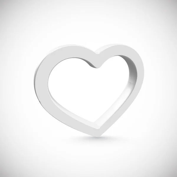 White 3D heart frame, vector illustration — Stock Vector