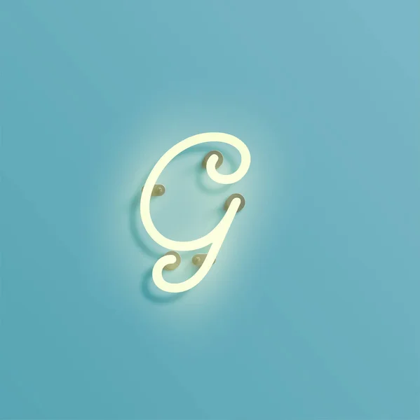Reális neon karakter egy fontset, vektor illusztráció — Stock Vector