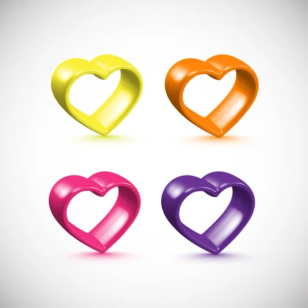 Colorful 3D heart frame set, vector — Stock Vector