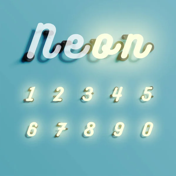 Realistyczny Neon zestaw znaków, wektor ilustracji — Wektor stockowy
