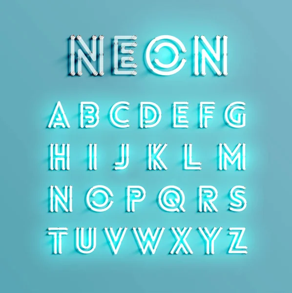 Realistic neon character set, vector illustration — Stock Vector