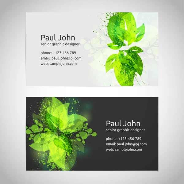 Vector business card template front and back — Stock Vector