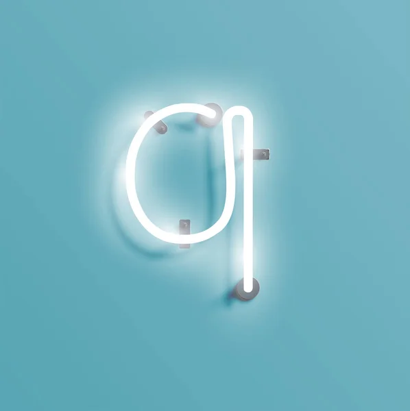 Reális neon karakter egy fontset, vektor illusztráció — Stock Vector