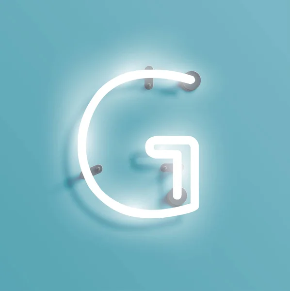 Caractère néon réaliste d'un jeu de polices, illustration vectorielle — Image vectorielle