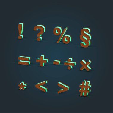 3D, gerçekçi, cam ve ahşap karakter seti, vektör