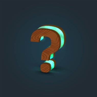 3D, gerçekçi, cam ve ahşap karakter bir yazı, vektör