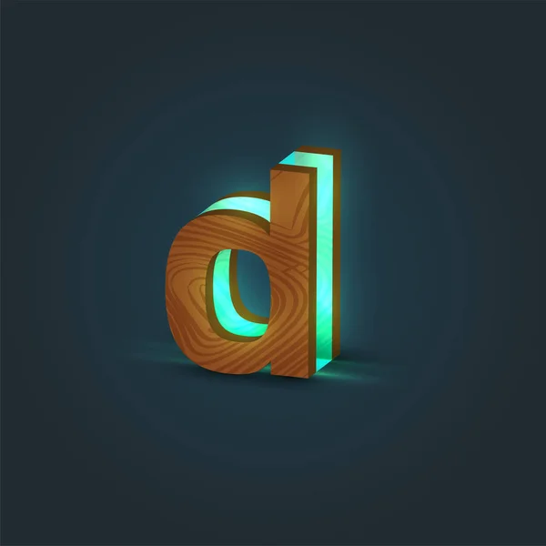 3D, realistisch, glas en hout karakter van een lettertype, Vector — Stockvector