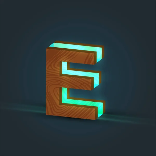3D, realistický, skleněný a dřevěný znak z řezu písma, vektorový — Stockový vektor
