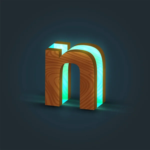 3D, realistický, skleněný a dřevěný znak z řezu písma, vektorový — Stockový vektor