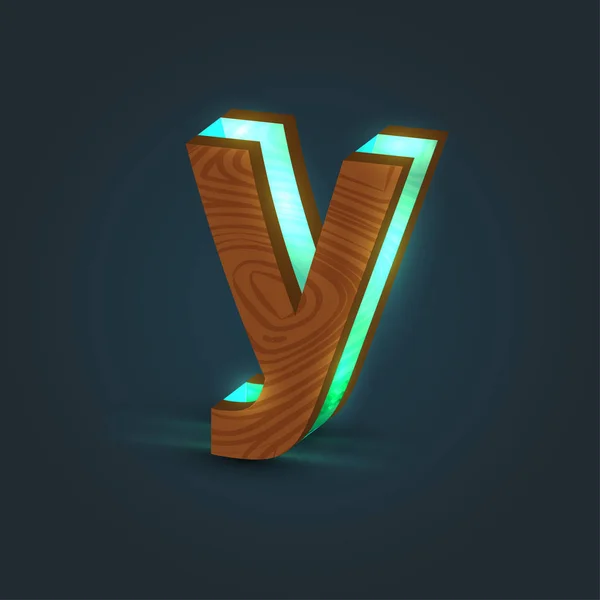 3D, realistisk, glas och trä karaktär från ett typsnitt, vektor — Stock vektor