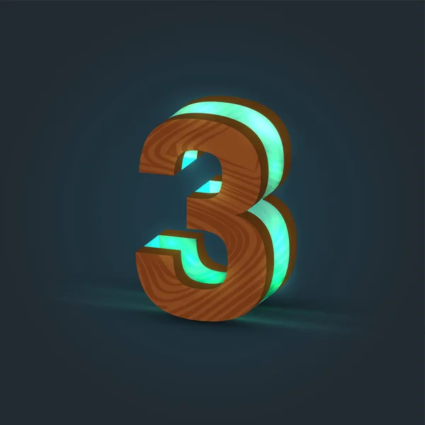 3D, realistisch, glas en hout karakter van een lettertype, Vector — Stockvector