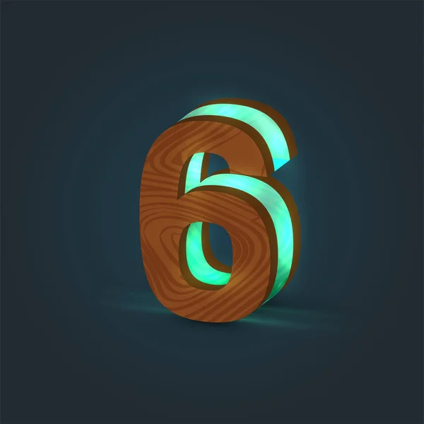 3D, ρεαλιστικό, γυαλί και ξύλο χαρακτήρα από μια γραμματοσειρά, διάνυσμα — Διανυσματικό Αρχείο