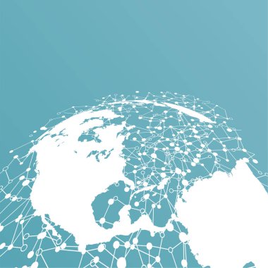 Bağlantılar, vektör Illustration ile noktalı dünya