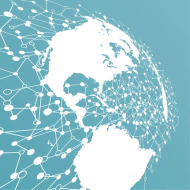 Bağlantılar, vektör Illustration ile noktalı dünya