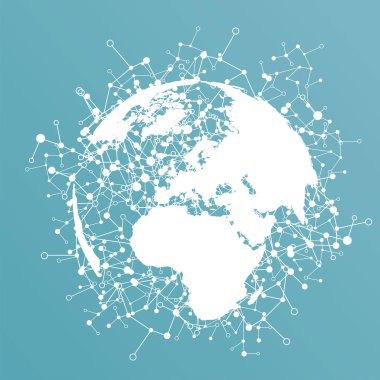 Bağlantılar, vektör Illustration ile noktalı dünya