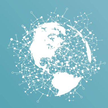 Bağlantılar, vektör Illustration ile noktalı dünya