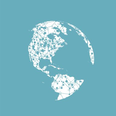 Bağlantılar, vektör Illustration ile noktalı dünya