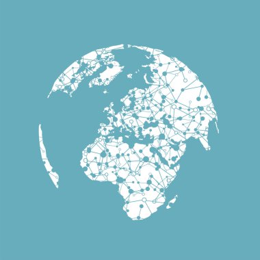 Bağlantılar, vektör Illustration ile noktalı dünya