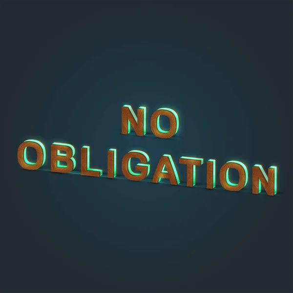 'NO OBLIGATION' - иллюстрация слова, сделанного из дерева — стоковый вектор